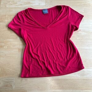 Women's Red V-Neck Top Large